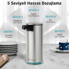 TeknoKapsül Sensepro Sensörlü Otomatik Sıvı Sabunluk | Şarjlı Paslanmaz Çelik | 380ML 5 Kademeli Dozaj | Temassız Hijyenik | Banyo ve Mutfak | Metalik Gri