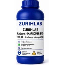 ZURIHLAB Karbopol - (KARBOMER 940) 500 GR - Carbomer - Acrypol 940 (500 Gr / HDPE Şişe)