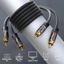 TeknoKapsül – 7,5m – Cinch Kablo, 2 Cinch-2 Cinch, Stereo Ses Kablosu (Koaksiyel, Rca Fiş/fiş, Analog Veya Dijital, Derin Bas Hoparlör/amplifikatör/hifi ve Ev Sineması/blu-Ray/alıcı Için, Siyah)
