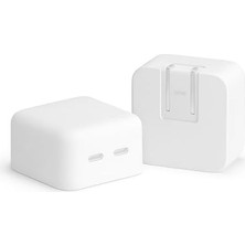 TeknoKapsül MacBook Air 13,6 ve 15,3 Inç M1-M4 Uyumlu Silikon Şarj Aleti Kılıfı | 35W Usb-C (Yatay Küçük Kompact) – 360° Koruma, Kaymaz Yüzey Beyaz