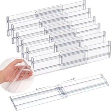TeknoKapsül Akrilik Çekmece Bölücü Organizer, Şeffaf, Teleskopik Ayarlanabilir 30–50 Cm, Kaymaz Uçlu, Mutfak, Dolap, Banyo ve Ofis Için (4)