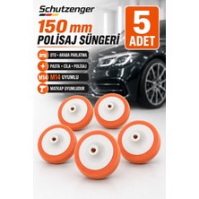 SCHUTZENGER 5 Adet 150 mm Oto Araba Parlatma Pasta Cila Polisaj Süngeri M14 Matkap Uyumludur