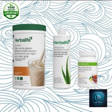 Herbalife Formül 1 Besleyici Shake Karışımı 500 G + Çay ve Bitki Ekstreli Aromalı Içecek Tozu Limon Aromalı 51 G + Herbal Aloe Konsantre Içecek 473 ml