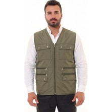 Gambia Outdoor's Erkek Keten Kumaş Avcı Yelek Çok Cepli Baba Yazlık
