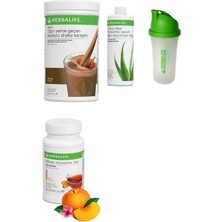 Herbalife Set Çikolata Shake Aloe Suyu Şeftali Aromalı Çay ve Shaker 50GR