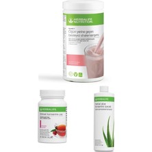 Herbalife Set / Beyazçikolata-Ahududu Shake 550 Gr. - Aloe 473 Ml. Yada Mango 473 Ml. - Ahududu Çay 50 gr