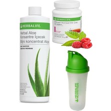 Herbalife Set Aloe Suyu Ahududu Aromalı 50 gr Çay ve Shaker
