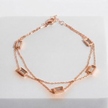 Eva Pırlanta Zirkon Taşlı Zincir Bileklik 718556 Rose