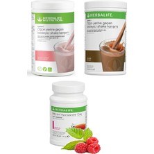 Herbalife 1 Ahududulu ve Beyaz Çikolotalı Shake + 1 Çikolotalı Shake + 1 Ahududulu 50GR Çay.