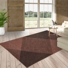 Perhal J93 Kahverengi Kilim – Geometrik Parçalı Modern Desenli Halı Kilim
