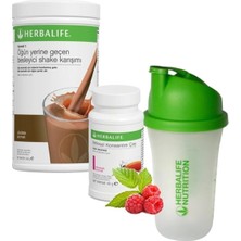 Herbalife Set 1 Adet Çikolata Shake 1 Adet Ahududu Çay 50 gr 1 Adet Shaker Karıştırıcı