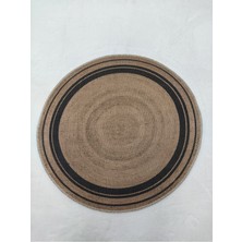 Perhal JY07A Yuvarlak Kilim – Siyah Halkalı Çizgili Modern Dekoratif Halı Kilim