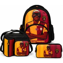 Galatasaray Lisanslı Victor Osimhen 3’lü Okul Çantası Seti – Okul Çantası + Beslenme Çantası + Kalem Çantası