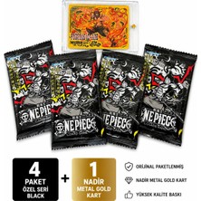 Cantex Tech One Piece Oyun Kartı Özel Seri Black 4 Paket ve 1 Adet Nadir Metal Gold Altın Kart