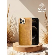 Dörtel Tedarik Helen Apple Uyumlu iPhone Hakiki Deri Telefon Kılıfı 13 Pro Max Kahverengi