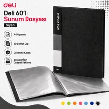 Deli A4 60'lı Sunum Dosyası 60 Şeffaf Cepli Display Book Evrak Belge ve Proje Dosyası