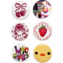 Fynbos Y2K Rozet Seti 6’lı | Çanta ve Kıyafet Aksesuarı, Retro Pop Kawaii Rozet, Y2K Vintage Pin Seti