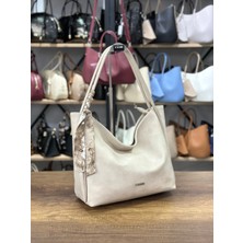 V'SHINE Model 3061 - Büyük Boy Salaş Omuz Çantası - Bej
