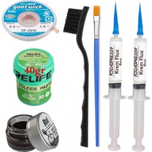 MHM Relıfe RL-402 Krem Lehim 183°C 40GR Havya Uç Temizleyici Flux Lehim Toplama CP-2515 Emme Teli Fırça SETI06