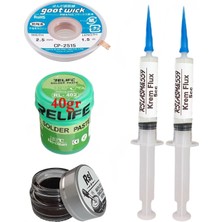 MHM Relıfe RL-402 Krem Lehim 183°C SN63/PB67 40GR Havya Uç Temizleyici Flux Lehim Toplama CP-2515 Emme Teli SETI01