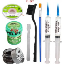 MHM Relıfe RL-402 Krem Lehim 183°C 40GR Havya Uç Temizleyici Flux Lehim Toplama CP-1515 Emme Teli Fırça Yedili SET02
