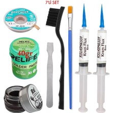 MHM Relıfe RL-402 Krem Lehim 183°C 40GR Havya Uç Temizleyici Flux Lehim Toplama CP-3515 Emme Teli Fırça Yedili SET01