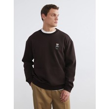 Lc Waikiki Yeni Sezon Bisiklet Yaka Ayı Teddy Baskılı Erkek Kalın Sweatshirt