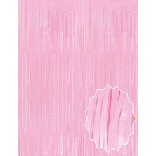 Çerçici Soft Pembe Püsküllü Kapı Perdesi - Parti, Baby Shower, Cinsiyet Partisi 1x2 M