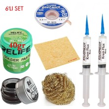 MHM Relıfe RL-402 Krem Lehim 183°C 40GR Havya Uç Temizleyici Seti Flux Lehim Toplama CP-3015 Emme Teli Vs SET02