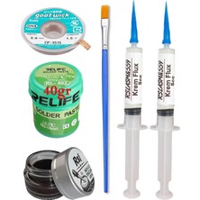 MHM Relıfe RL-402 Krem Lehim 183°C 40GR Havya Uç Temizleyici Flux Lehim Toplama CP-3515 Emme Teli Fırça SETI02