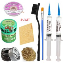 MHM Relıfe RL-402 Krem Lehim 183°C 40GR Havya Uç Temizleyici Seti Flux Lehim Toplama CP-2015 Emme Teli Fırça SET01