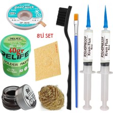 MHM Relıfe RL-402 Krem Lehim 183°C 40GR Havya Uç Temizleyici Seti Flux Lehim Toplama CP-3515 Emme Teli Fırça SET05