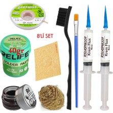 MHM Relıfe RL-402 Krem Lehim 183°C 40GR Havya Uç Temizleyici Seti Flux Lehim Toplama CP-1515 Emme Teli Fırça SET02