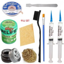 MHM Relıfe RL-402 Krem Lehim 183°C 40GR Havya Uç Temizleyici Seti Flux Lehim Toplama CP-3015 Emme Teli Fırça Vs SET02