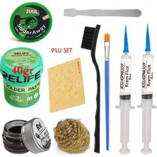 MHM Relıfe RL-402 Krem Lehim 183°C 40GR Havya Uç Temizleyici Seti Flux Lehim Toplama 2UUL-2015 Emme Teli Fırça Vs SET01