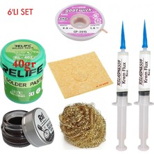MHM Relıfe RL-402 Krem Lehim 183°C 40GR Havya Uç Temizleyici Seti Flux Lehim Toplama CP-2015 Emme Teli Vs SET04