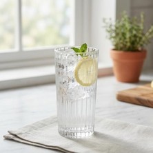 TeknoKapsül 6'lı Kesme Desenli Cam Bardak Seti - Klasik Tasarım Su, Meşrubat ve Ikram Bardağı Takımı (320 Ml)