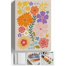 Corvo Sayılarla Boyama Seti Numaralı Tuval Fırça Boya Askı Aparatı Dahil Set 40X50 cm - Bohem Çiçekler