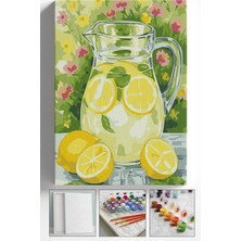 Corvo Sayılarla Boyama Seti Numaralı Tuval Fırça Boya Askı Aparatı Dahil Set 40X50 cm - Limonata