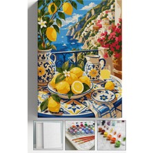 Corvo Sayılarla Boyama Seti Numaralı Tuval Fırça Boya Askı Aparatı Dahil Set 40X50 cm - Manzara Limon Ağacı