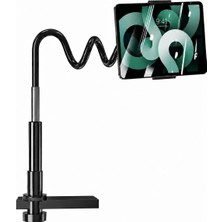 Coverzone Esnek Kollu Telefon ve Tablet Standı,ent  360° Döner Ayarlanabilir Masa Kelepçesi, Magnezyum Alaşımlı Bükülebilir Gövde, Kaymaz Silikon ve Eva Pedli, iPad Pro Uyumlu | Yk-21