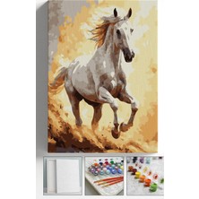 Corvo Sayılarla Boyama Seti Numaralı Tuval Fırça Boya Askı Aparatı Dahil Set 40X50 cm - Altın At