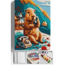 Corvo Sayılarla Boyama Seti Numaralı Tuval Fırça Boya Askı Aparatı Dahil Set 40X50 cm - Telefonlu Kapipara