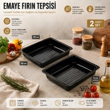 Alev Emaye 2 Li Emaye Fırın Tepsisi 29,5 x 26 x 5 cm – Siyah, Çizilmez, Kolay Temizlenen, Yüksek Isıya Dayanıklı