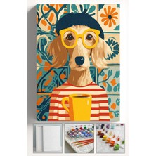 Corvo Sayılarla Boyama Seti Numaralı Tuval Fırça Boya Askı Aparatı Dahil Set 40X50 cm - Kahve ve Köpek