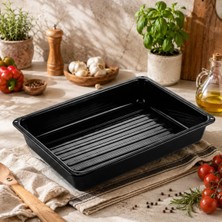 Alev Emaye Emaye Fırın Tepsisi 37 x 26 x 5 cm – Siyah, Çizilmez, Kolay Temizlenen, Yüksek Isıya Dayanıklı