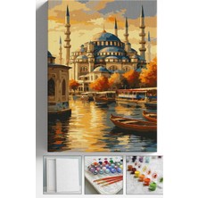 Corvo Sayılarla Boyama Seti Numaralı Tuval Fırça Boya Askı Aparatı Dahil Set 40X50 cm - Camii Manzara