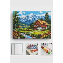 Corvo Sayılarla Boyama Seti Numaralı Tuval Fırça Boya Askı Aparatı Dahil Set 40X50 cm - Kahverengi Ev