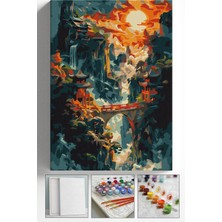 Corvo Sayılarla Boyama Seti Numaralı Tuval Fırça Boya Askı Aparatı Dahil Set 40X50 cm - Çin Seddi