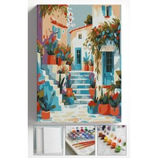 Corvo Sayılarla Boyama Seti Numaralı Tuval Fırça Boya Askı Aparatı Dahil Set 40X50 cm - Rum Merdiveni